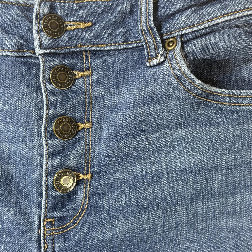 SONOMA Goods For Life Jeans Womens 12 Blue High Rise Skinny Button Fly Stretch - Picture 9 of 13